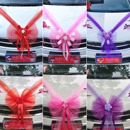 ali  1Set Wedding Car Decoration Artificial Flower Pull Flowers Cover Door Handle Ribbons Silk Flower Party Festival Supplies n