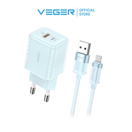 ชุดชาร์จเร็ว VEGER VC-AC20W06 & V-AL06 หัวชาร์จ ช่องชาร์จ USB-A/Type-C พร้อมสายชาร์จ USB-A To L Cabl