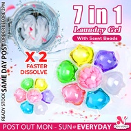 《 POWERFUL CLEAN 》7 IN 1 Cute Flower Laundry Bead Detergent Softener Cleaning Gel Fragrance Beads Sabun Cuci Baju 香氛洗衣凝珠