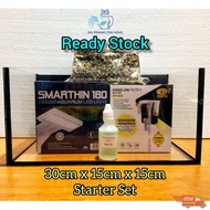 【Ready Stock】30cmx15cmx15cm Mini Tank/Mini Office Aquarium Starter Set for Guppy/Betta/Shrimp/Tetra- WEST MALAYSIA ONLY