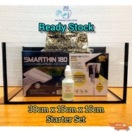 【Ready Stock】30cmx15cmx15cm Mini Tank/Mini Office Aquarium Starter Set for Guppy/Betta/Shrimp/Tetra-