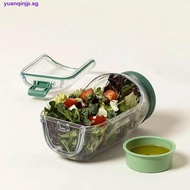 YUANQIN Leakproof Salad Jar, Plastic Transparent Salad Container, Salad Box with Side Opening Portab