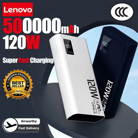 Lenovo 200000mAh Power Bank 120W Super Fast Charging Ultra Capacity Portable External Battery Mobile