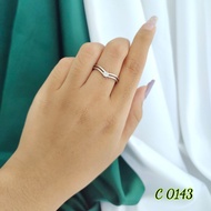 Women's 2-layer silver gemstone ring accessories C0143 anti-rust