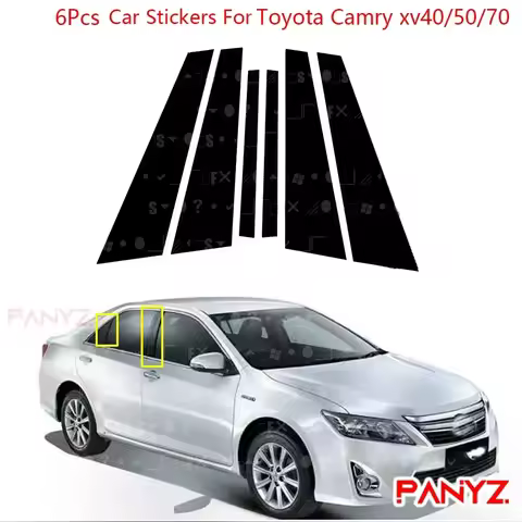 6Pcs/set Car Window Door Column B C Pillar Post Cover Trim PC Stickers For Toyota Camry XV40 XV50 XV
