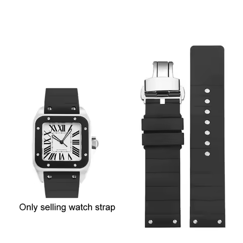 Soft rubber watch strap 23mm For cartier sandoz santos 100 Silicone Men Women Watchband band Stainle