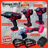 Europa HILT ITALY 20v 5.0Ah MBL Series Cordless BrushLess Impact Wrench Buka Tayar Kereta