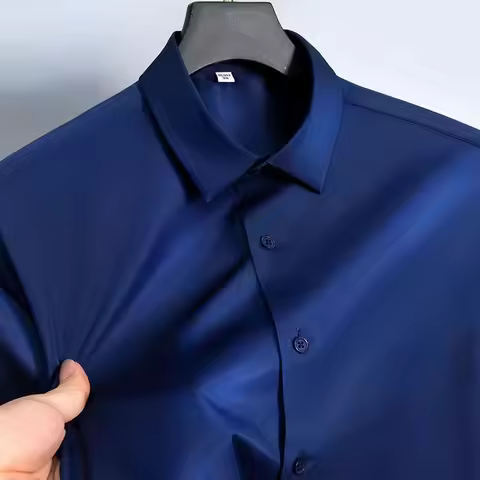 Men's Shirt Long Sleeve Non Iron Work Black Blue Red White Shirt Men Long Sleeve Slim Fit Casual Bus