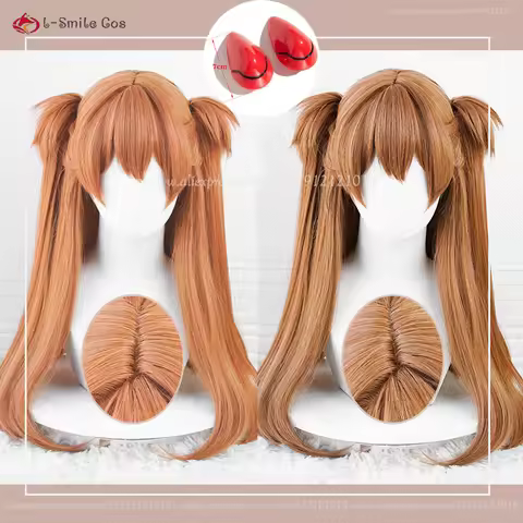 Anime EVA Cosplay Asuka Langley Soryu Cosplay Wig 68cm Orange Brown Wig Ponytail Clips Hairpin Heat 