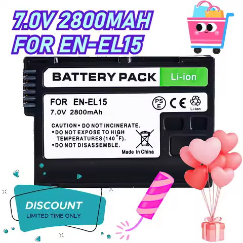 7.0V 2800MAH EN-EL15 for Nikon D850, D810, D800, D750, D610, D600, D7500, EL15A Camera Batteries