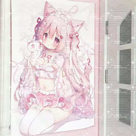 Peach Bean Artist 2D galgame Feline-Ear Cat Girl Galgame dormitory bedroom decoration tapestry fabri