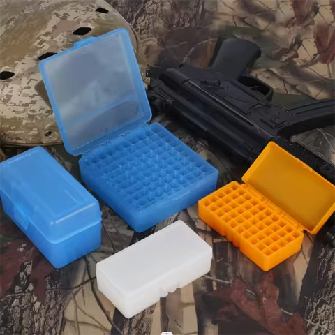 50/100 Rounds Tactical Bullet Box 9mm/.223/.38Super Pistol Rifle Ammo Carry Storage Box Flip-Top Bul