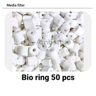 Bioring contents 50 pcs ceramic/ Ring bio/ Ring filter media/ koi filter media/ aquarium filter medi