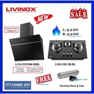 Livinox LCH-OCEAN-90BL Hood + LGH-338 3B-BL Gas Hob