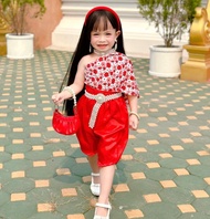 ❌แถมสังวาลย์ทุกชุด199฿ ชุดไทยสไบลายดอก มี 5 สีเด็กเดือน-10ขวบมี5ขนาดควรเผื่อความยาวโจงกระเบน1-2นิัว ราคาไม่รวมเครื่องประดับ