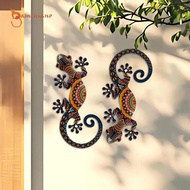 [Gamchiano] 2 Pieces Metal Gecko Wall Art Decor 5.91inch Metal Wall Art Decor Indoor Outdoor Hanging