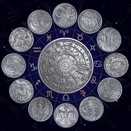 Retro Silver Zodiac Metal Coin Fashionable Small Object Trendy Fingertip Lucky Coin Gift