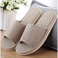 linen open mouth cotton linen slippers indoor Hotel Home Men's Slippers