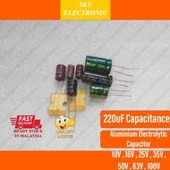 220uF Aluminum Electrolytic Capacitor 10v 16v 25v 35v 50v 63v 100v