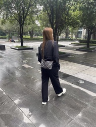 Authentic Daily Russet Embroidered Denim Single Shoulder Crossbody Bag Korean Style Business Casual 