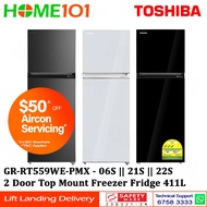 Toshiba 2 Door Top Mount Freezer Fridge 411L GR-RT559WE-PMX(06S) | GR-RT559WE-PMX(21S) | GR-RT559WE-