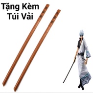 (Tặng kèm túi vải) Dụng cụ tập luyện thể lực kiếm gỗ dài 1m cứng chắc bokken tập võ
