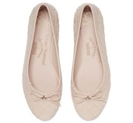 Vivienne Westwood粉紅色蝴蝶結蛇皮紋平底膠鞋38