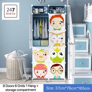 Lightweight Cartoon Wardrobe Plastic Closet For Kid Baby Cupboard Dust-proof Storage Cabinet Almari Baju Plastik