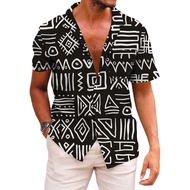KYKU African Shirts for Men Dashiki 70s Outfits Print Button Down Shirt Men Short Sleeve Clothing