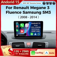 Android 15 Car Radio Multimedia Play For Renault Megane 3 Fluence Samsung SM3 2008 - 2014 Wireless C