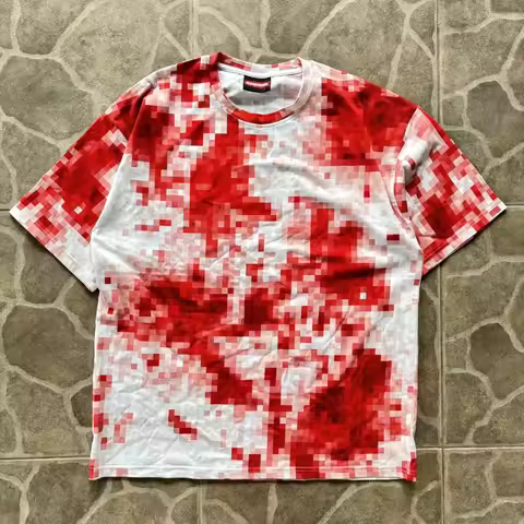 Y2K Apocalypse Neon Pixel Warrior Graphic T Shirt Streetwear Visual Dizziness Mens Wear Retro Future