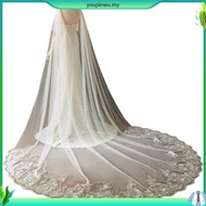 3*3M Cathedral Wedding Cape Veil Sequined Lace Shawl Bridal Shoulder Veils Tulle Long Cape Cloak Wed