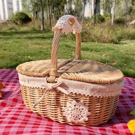 [longxiang001.my] Wicker Rattan Picnic Basket Special Offer Picnic Basket Photography Photo Field Ca