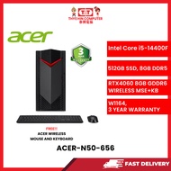 ACER-N50-656-INTELCOREI5-14400F,8GBR5,512GBSSD,RTX40608GVR6,PCIE,W1164,3YRS