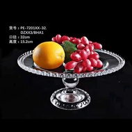 High Feet Peach Heart Beaded Glass Fruit Plate 32cm Glass Anti-dust Cover Dot Glass Bowl Oval Fruit 