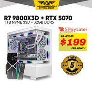Armaggeddon Ryzen 7 9800X3D + RTX 5070 Custom PC Desktop 32GB RAM 1TB SSD
