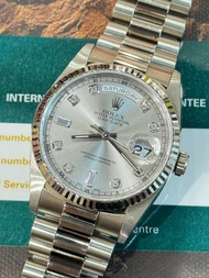 🌈🌈新返貨啦🌈🌈💳連上行卡💳🤍💎罕有原裝銀色水泡鑽石面💎🤍❤️❤️🥰👔Vintage Rolex Day-Date 18239 連原裝18K白金總統帶👔36mm 狀態一流👍🏻👍🏻BW341(旺角洗衣街