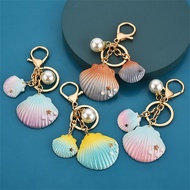 Bohemian Ocean Wind Shell Pendant Keychain Alloy Crafts Charms Pearl Keyring Accessories Gift