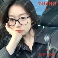 (YUZHU) Korean Fashion Cat Eye Black Frame Eyeglasses for Women Retro Round Frame Eyeglasses