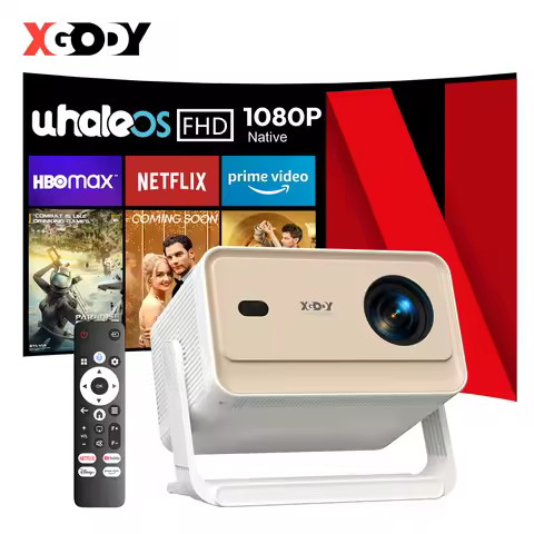 XGODY N6 Pro 700 ANSI Lumens Smart Projector, Netflix Licensed, Native 1080P with HDR10, Auto Keysto