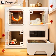 Luxury cat Villa Rumah kucing indoor Cat villa with litter box large cat villa house rabbit villa 猫笼