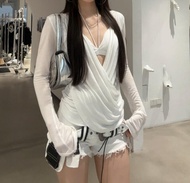 กางเกงยีนส์ขาสั้นทรงเข้ารูปสไตล์ย้อนยุคสไตล์อเมริกันสำหรับผู้หญิง Y2K ปลายขาเปิด กระดุม ทรงเข้ารูป ฤ