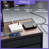 QUU 16 In 1 Practical Electrical Outlet With 8 Standard Receptacles 4 USB A And 2 Type C For Home Of