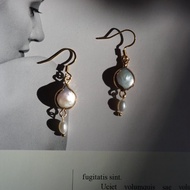 鈕扣巴洛克珍珠耳環耳墜