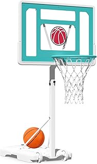 32“x23” Pool Basketball Hoop, 3.1FT-4.1FT Height Adjustable Poolside Basketball Hoop,Include Air Pum