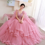EAGLELY 2024 Sweet Pink Long Evening Dress For Women Luxury Elegant Formal Event Dinner Party Ball G