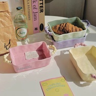 SQUARE MACARONS SERIES /Cute Pastel Korean Plate & Bowl Korean Style Aesthetic Plate/ Vintage Plate 