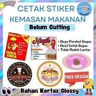 CETAK STICKER LOGO/LABEL MAKANAN ISI 20 STICKER UK 5.8 x 5CM ANTI AIR MINIMAL ORDER 2 LEMBAR