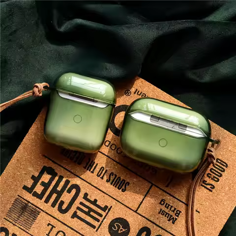 Silicone Case for Airpods 4 3 Pro 2 1 Translucent Green Cover Wireless Headphone Protective Cases fo