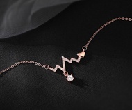 Kalung Wanita Dewasa Titanium Anti Karat Liontin Denyut Rose Gold / Kalung titanium Cewek Asli Anti 